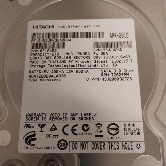 Hitachi 2TB 3.5" SATA Hard Drive - Picture 2 of 5